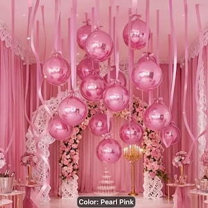 15 Pearl Pink Foil Balloons, Spring Outdoor Ceiling Decor (Set)