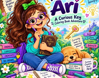 Kids Printable Coloring Book – Meet Ari | Curious Key Adventure PDF