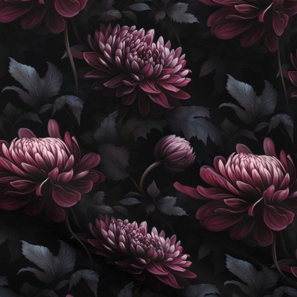 Baroque Floral Fabric by the yard opulent floral art deco upholstery moody flower industrial sewing linen canvas cotton romance goth flower