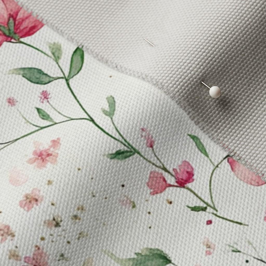 Coastal Cottage Floral Fabric by the Yard Pastel Light Pink Green ...
