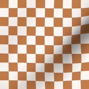 Modern Checkered Fabric by the yard checkered burnt orange fabric Burnt Orange checker fabric burnt orange modern retro fabric boho western