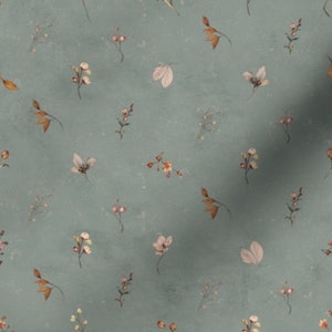 Floral Sage Fabric by the yard sage floral fabric textured fabric french country fabric cottage fabric  flower fabric green fabric autumn