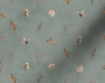 Floral Sage Fabric by the yard sage floral fabric textured fabric french country fabric cottage fabric  flower fabric green fabric autumn