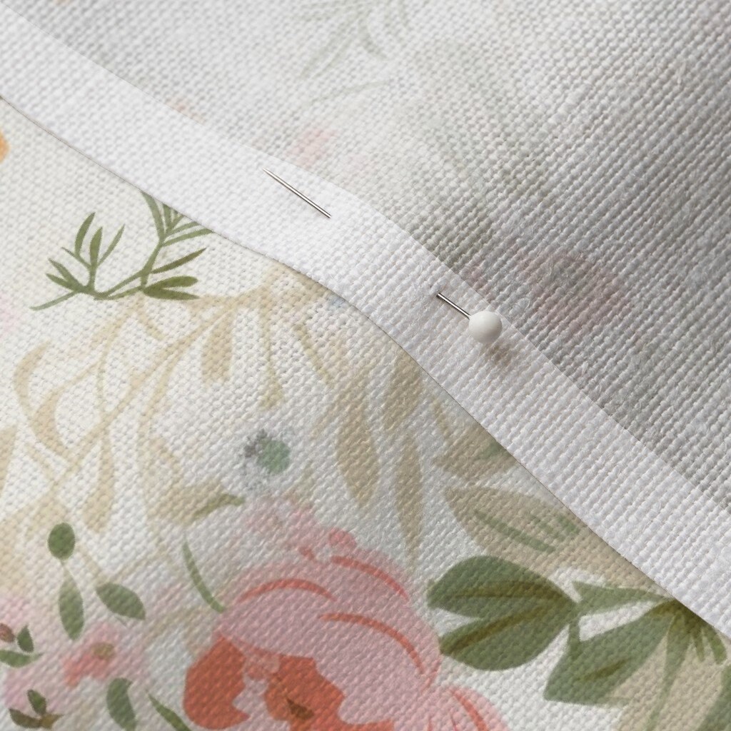 Earth Tone Floral Fabric by the Yard Cottage Shabby Chic Garden Flower ...
