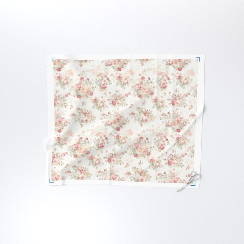 Shabby Chic Antique Cottage Fabric by the yard muted floral vintage romantic dusty rose coquette farmhouse coastal cottage French country image 4