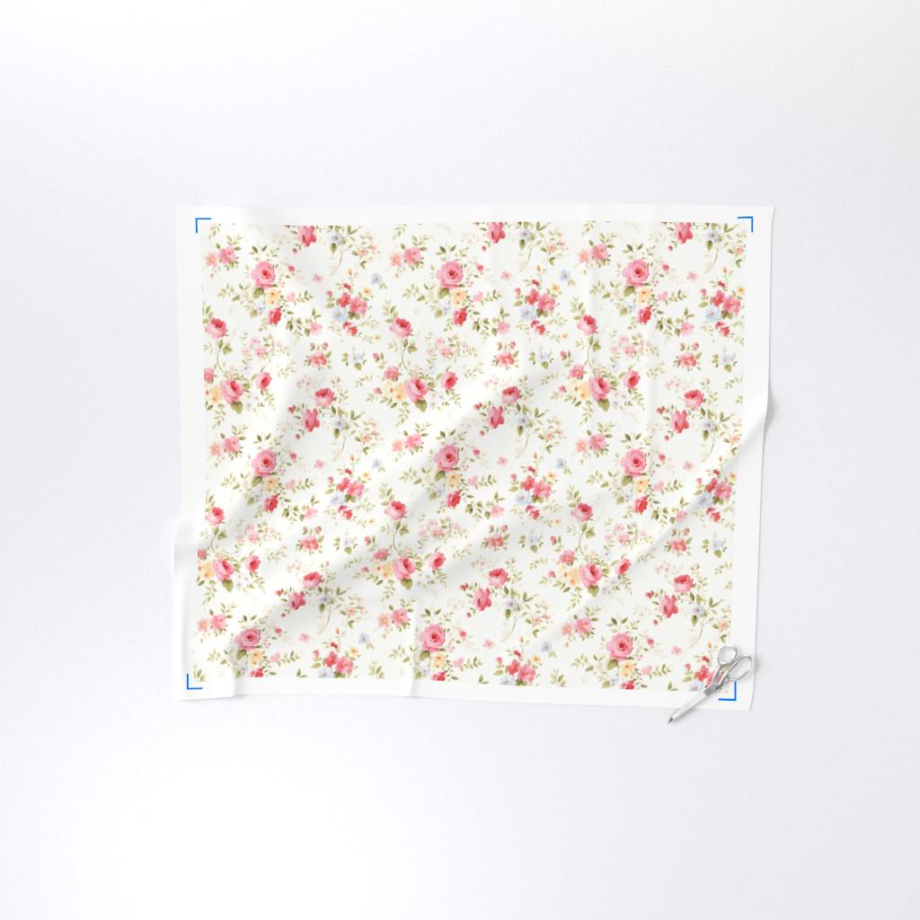 Pink Shabby Chic Rose Floral Fabric by the Yard Soft Pastel Romantic ...