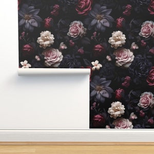 Gothic romantic floral wallpaper with dark romance