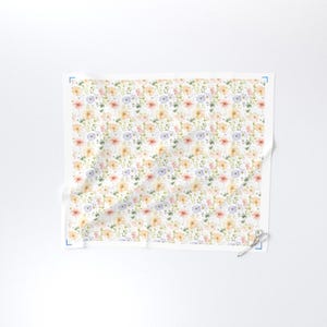 Summer Flower Fabric by the yard watercolor pastel periwinkle floral dress fabric with spring peach flower quilting cotton pastel wildflower image 4