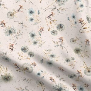 Mouse And Raspberry Fabric Cute Mice Fabric by the Yard Sweet Mice Fabric With Botanical ...