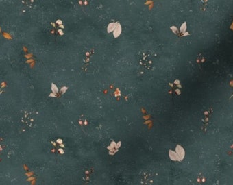 Floral Emerald Green Fabric by the yard emerald floral fabric textured fabric french country fabric cottage fabric flower fabric fall fabric