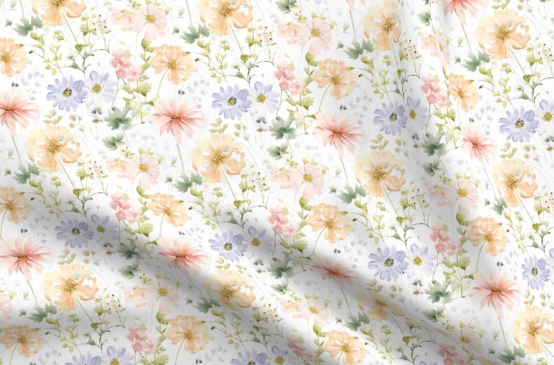 Peach nursery floral quilting fabric