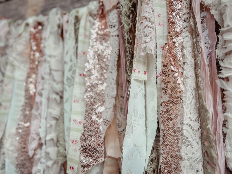 pink and sage shabby chic ribbon banner highchair banner