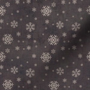 Matte Black Snowflake fabric by the yard black linen snowflake fabric with snowflake black fabric black winter fabric Christmas black fabric