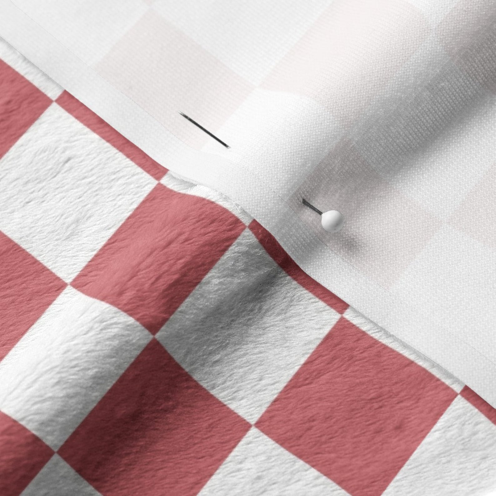 Red Retro Checker Fabric by the Yard Modern Checkered Fabric Small Red ...
