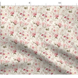 Pink Cottage Floral Fabric by the Yard Shabby Chic Flower Fabric With ...