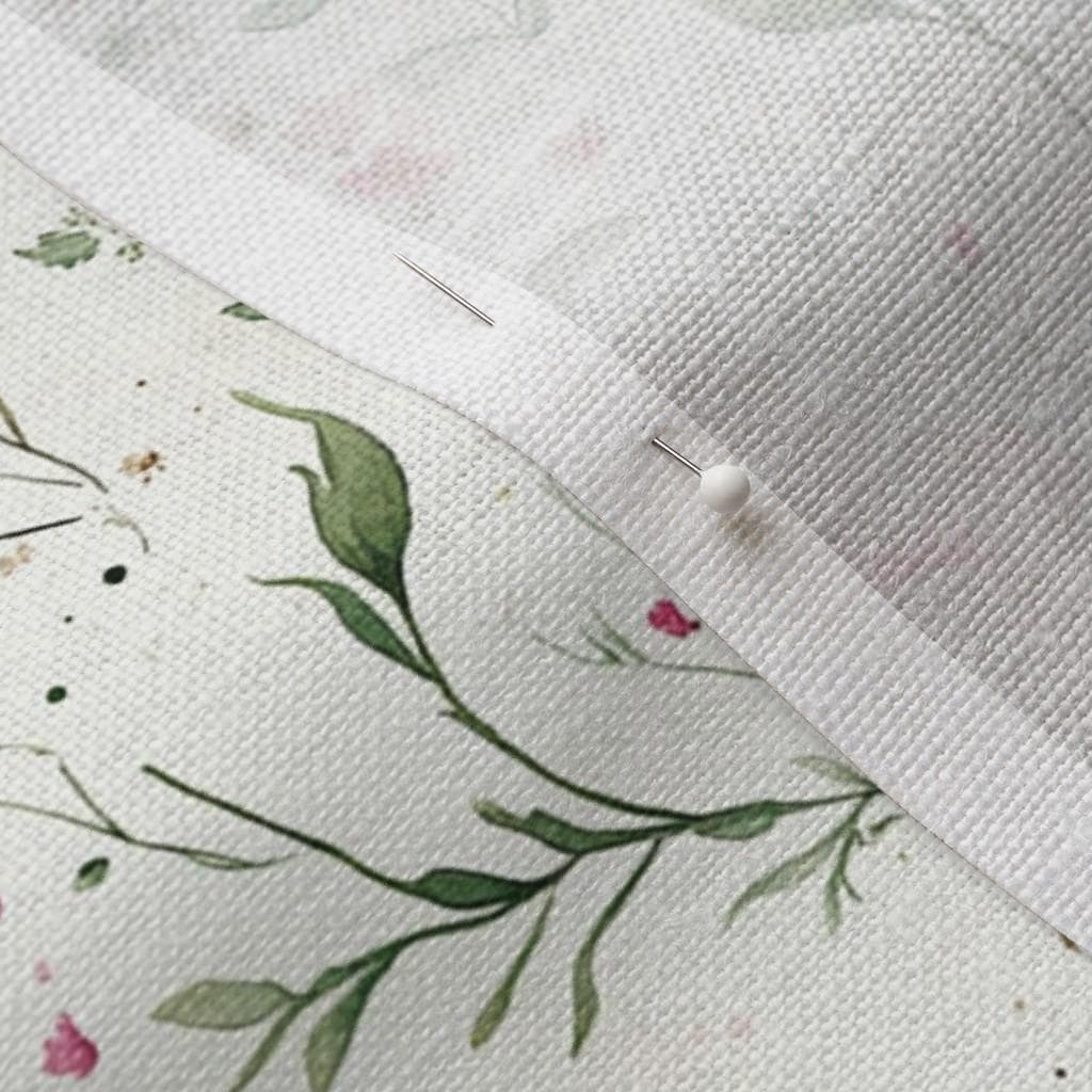 Coastal Cottage Floral Fabric by the Yard Pastel Light Pink Green ...