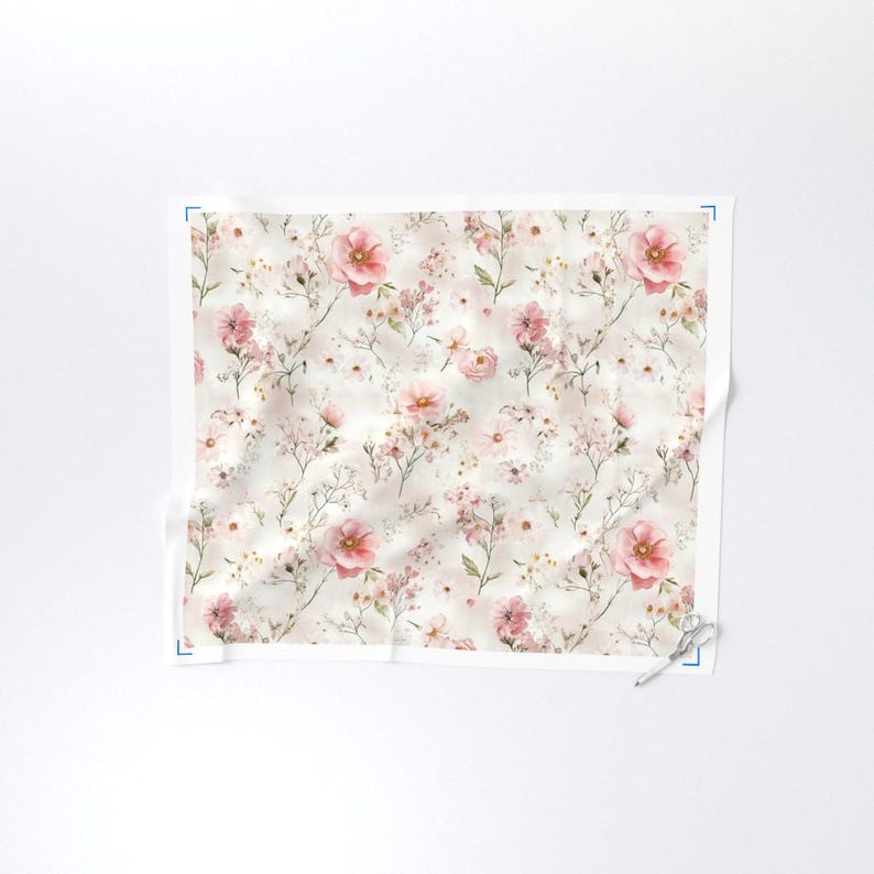 Victorian Pastel Floral Fabric by the Yard Watercolor Muted Flower ...