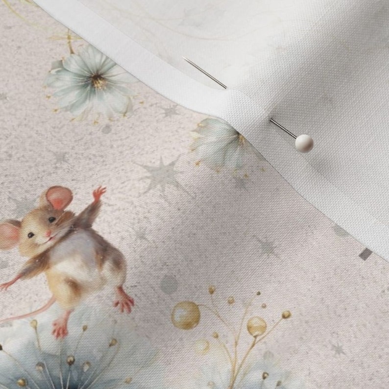 Mouse And Raspberry Fabric Cute Mice Fabric by the Yard Sweet Mice Fabric With Botanical ...