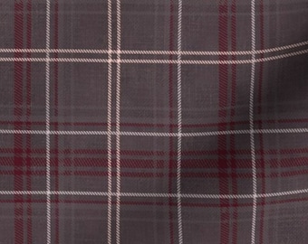 Dark Gray Plaid Fabric by the yard fabric plaid fabric for office fabric country club fabric preppy fabric plaid fabric with moody red plaid