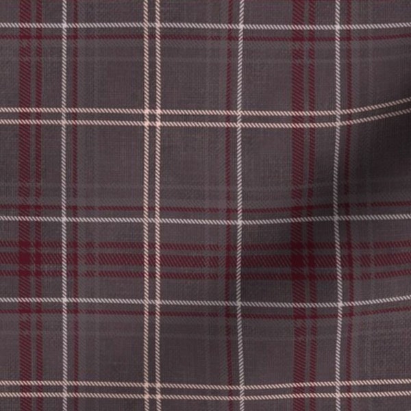 Dark Gray Plaid Fabric by the yard fabric plaid fabric for office fabric country club fabric preppy fabric plaid fabric with moody red plaid