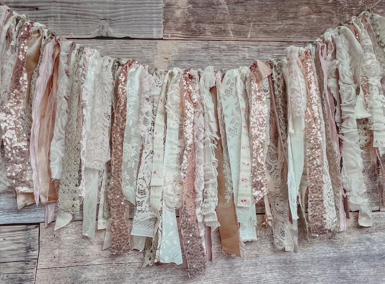 rose gold garland pink rag garland