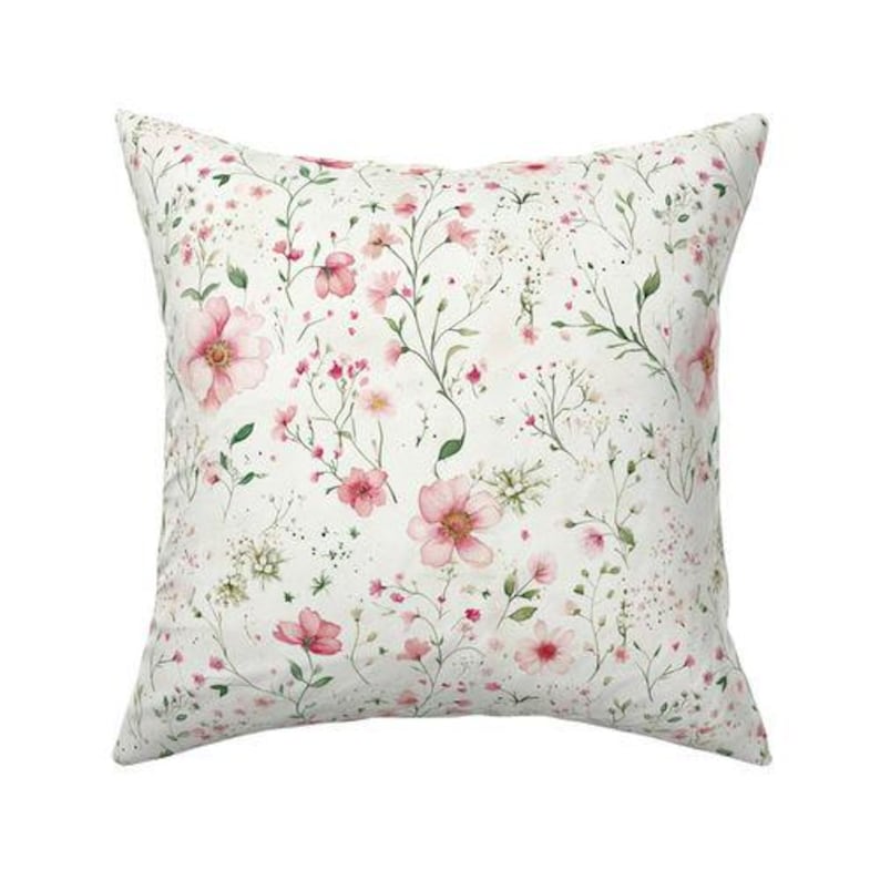Coastal Cottage Floral Fabric by the Yard Pastel Light Pink Green ...