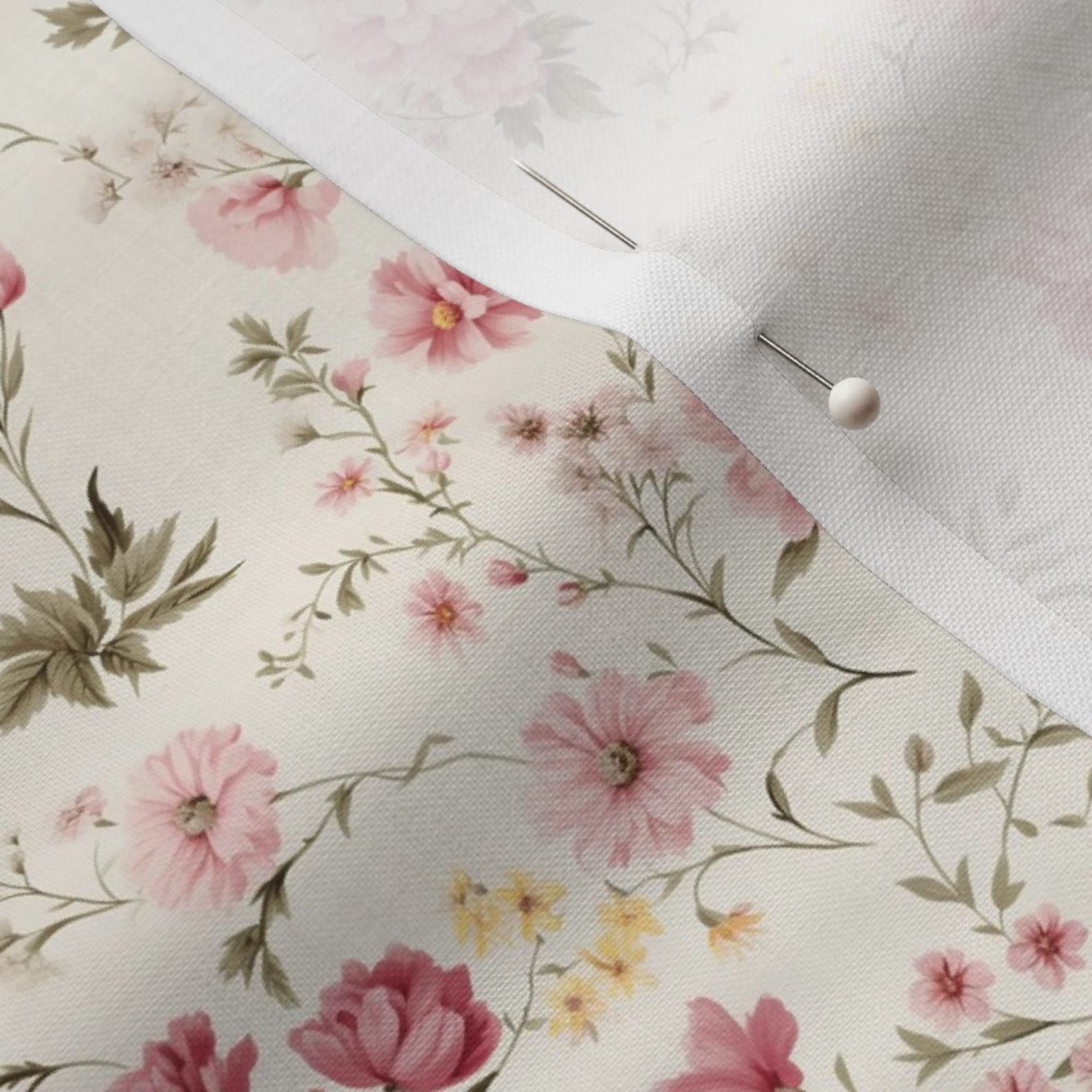 Pink Cottage Floral Fabric by the Yard Shabby Chic Flower Fabric With ...