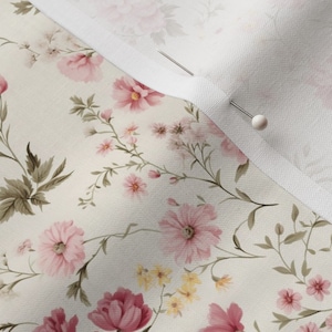Pink Cottage Floral Fabric by the Yard Shabby Chic Flower Fabric With ...