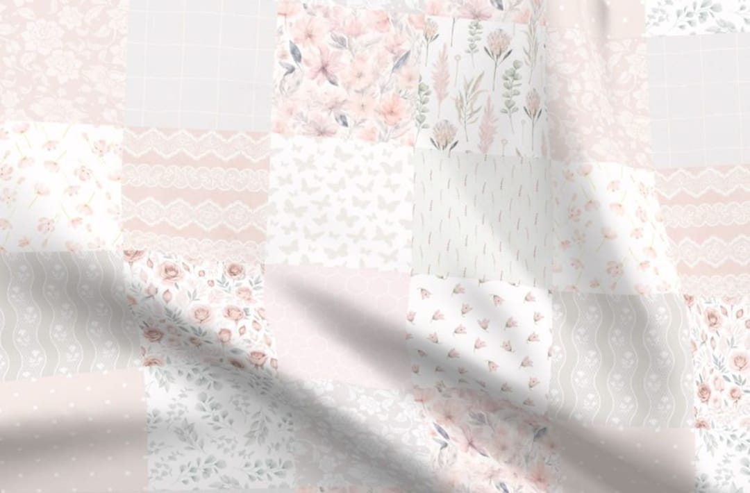 Pastel Shabby Chic Cheater Quilt Fabric by the Yard Soft Floral ...
