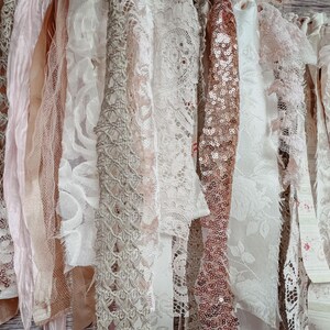 Rose gold Fabric rag Garland with sparkle ribbon banner