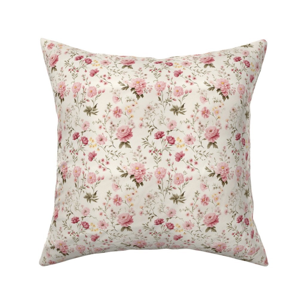 Pink Cottage Floral Fabric by the Yard Shabby Chic Flower Fabric With ...