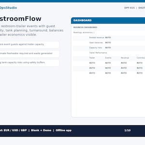 Restroom Trailer Rental Spreadsheet | Tank Capacity, Booking, Quote & Profit Calculator | Excel + Offline App