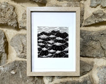 Mountains are calling - linocut print