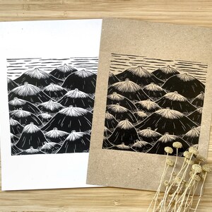 Mountains are calling linocut print image 3