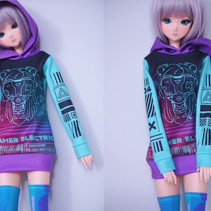 Cyberpunk theme graphic hoodie sweater for Smart Doll