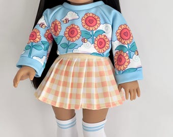 Roupa para boneca American Girl ou de 45 cm - Conjunto Sunflower Sky