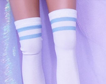 Socks for Smart Dolls - White with two blue stripes