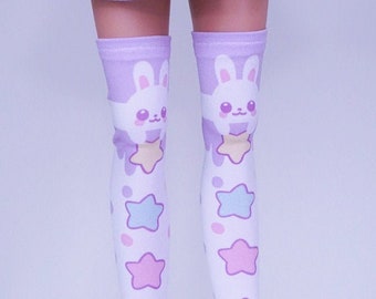 Smart Doll Classic or Pear Socks, Cute Pastel Clothes - Bunny Stars