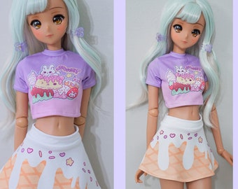 Smart Doll clothes, Cropped top and skirt set - Sweet Ice Cream