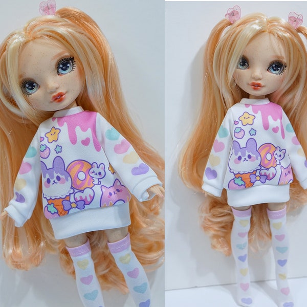 Clothes for Rainbow High Doll, Cute Sweater and Socks Outfit - Sweetie Hearts