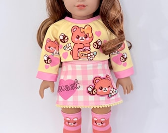 Clothes for American Girl Doll - Honey Sweet Bear with Bees Outfit Set