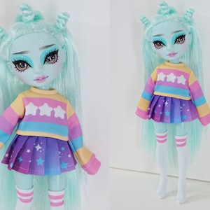 Doll clothes for Rainbow High, Cute Sweater and Skirt Outfit Set - Rainbow Star
