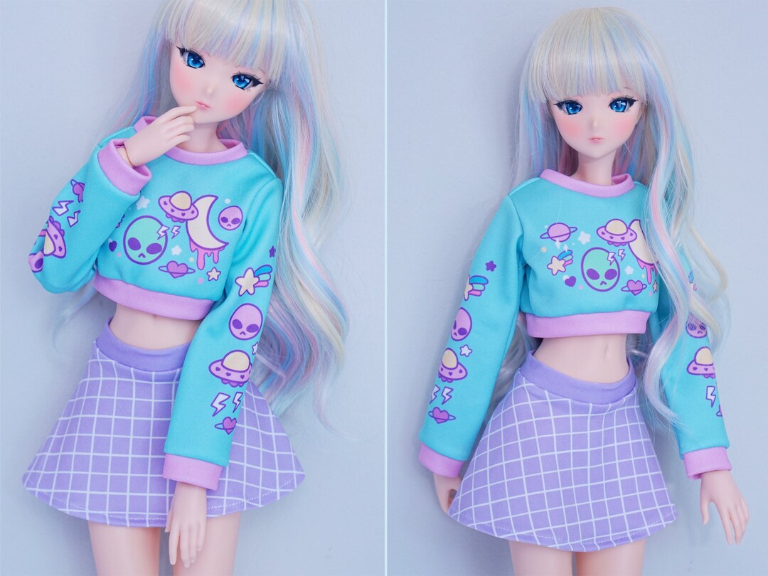 Smart Doll Clothes, Cute Pastel Sweater and Dress Set, Kawaii Alien 