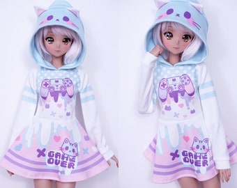 Dress for Smart Doll Pear or Classic, Cute Pastel Clothes - Game Over Kitty