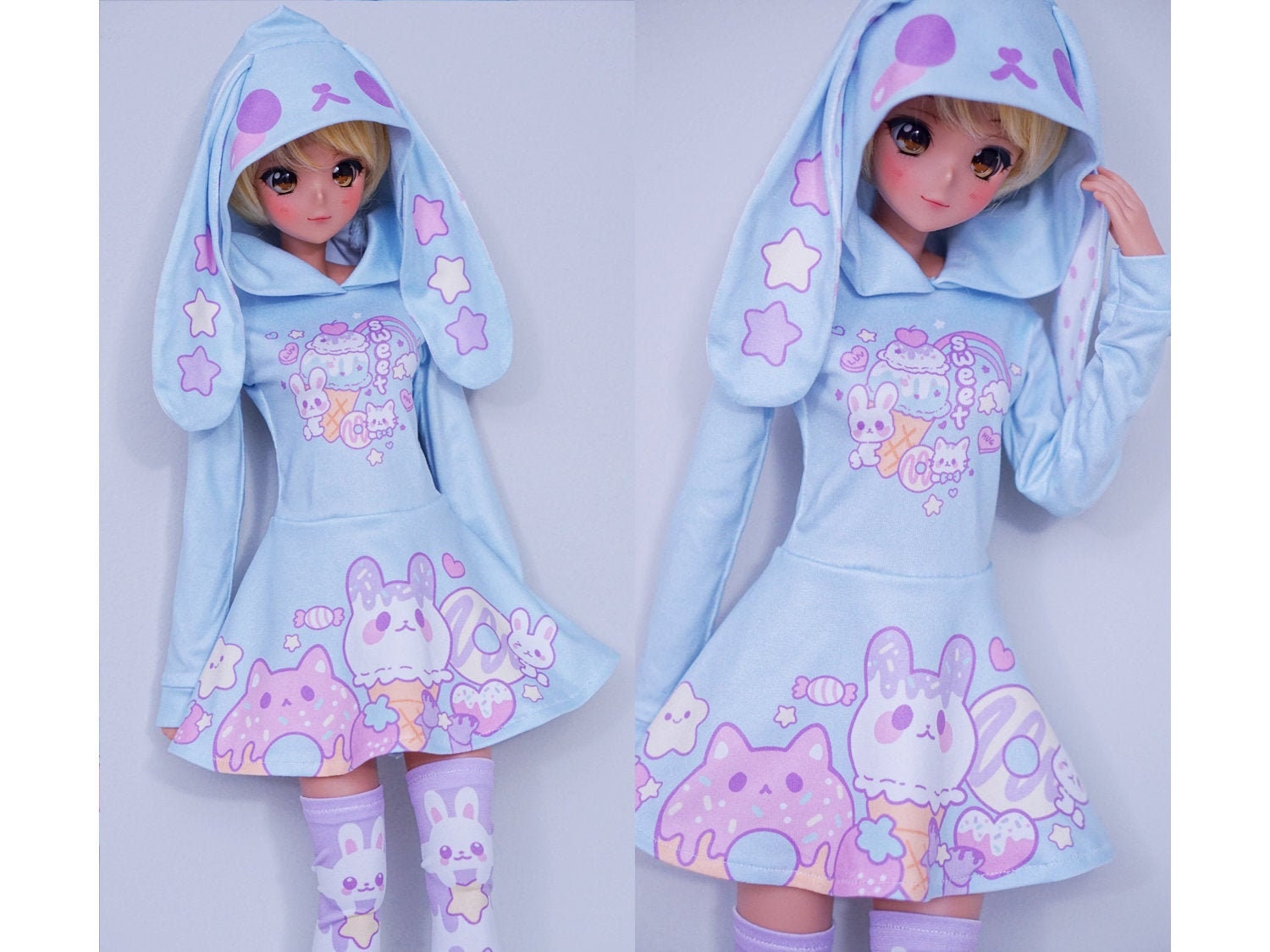 Dress for Smart Doll Pear or Classic Cute Pastel Clothes Sweeties Bunny Hoodie Etsy UK
