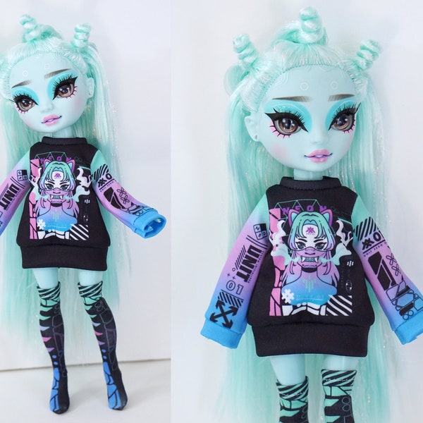 Rainbow High Doll Clothes, Cute Sweater and Socks Set - Neon Demon