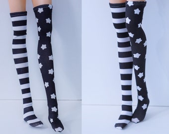 Black Socks for Smart Doll with stripes and stars