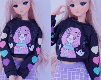 Pastel Goth Sweater for Smart Doll,  Cute Clothes, Spooky Anime Girl Graphic