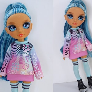 Rainbow High Doll Clothes, cyberpunk tech Sweater and Socks Set - alchemical
