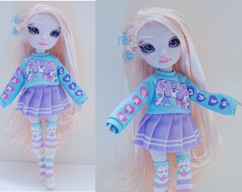 Rainbow High Doll Clothes, Cute Sweater and Skirt Outfit Set - Game Over